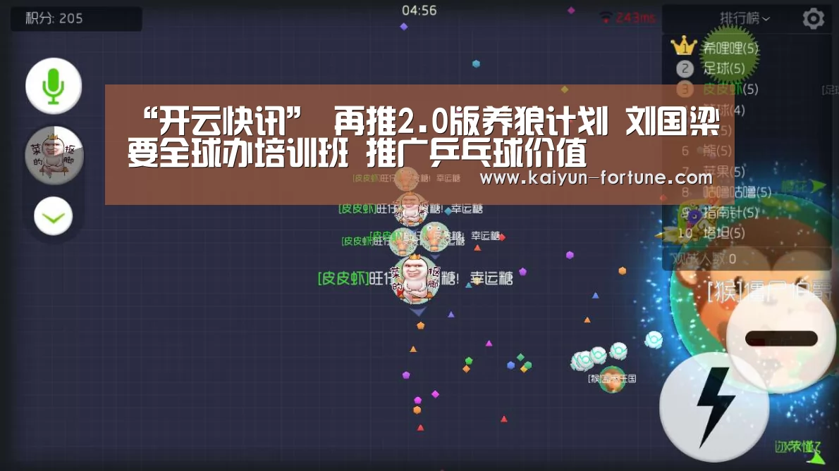 “开云快讯”
再推2.0版养狼计划 刘国梁要全球办培训班 推广乒乓球价值(图1) 开云官网
